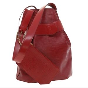 Vintage Louis Vuitton Sac Depaule PM Red Epi Leather Shoulder Bag w/ dust bag